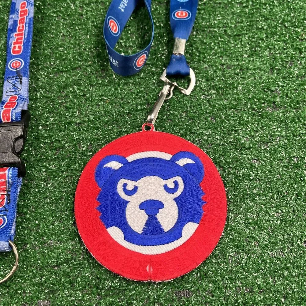 Lot of 2 Chicago Cubs Lanyards: Embroidered‎ Collectors Patch & Logo